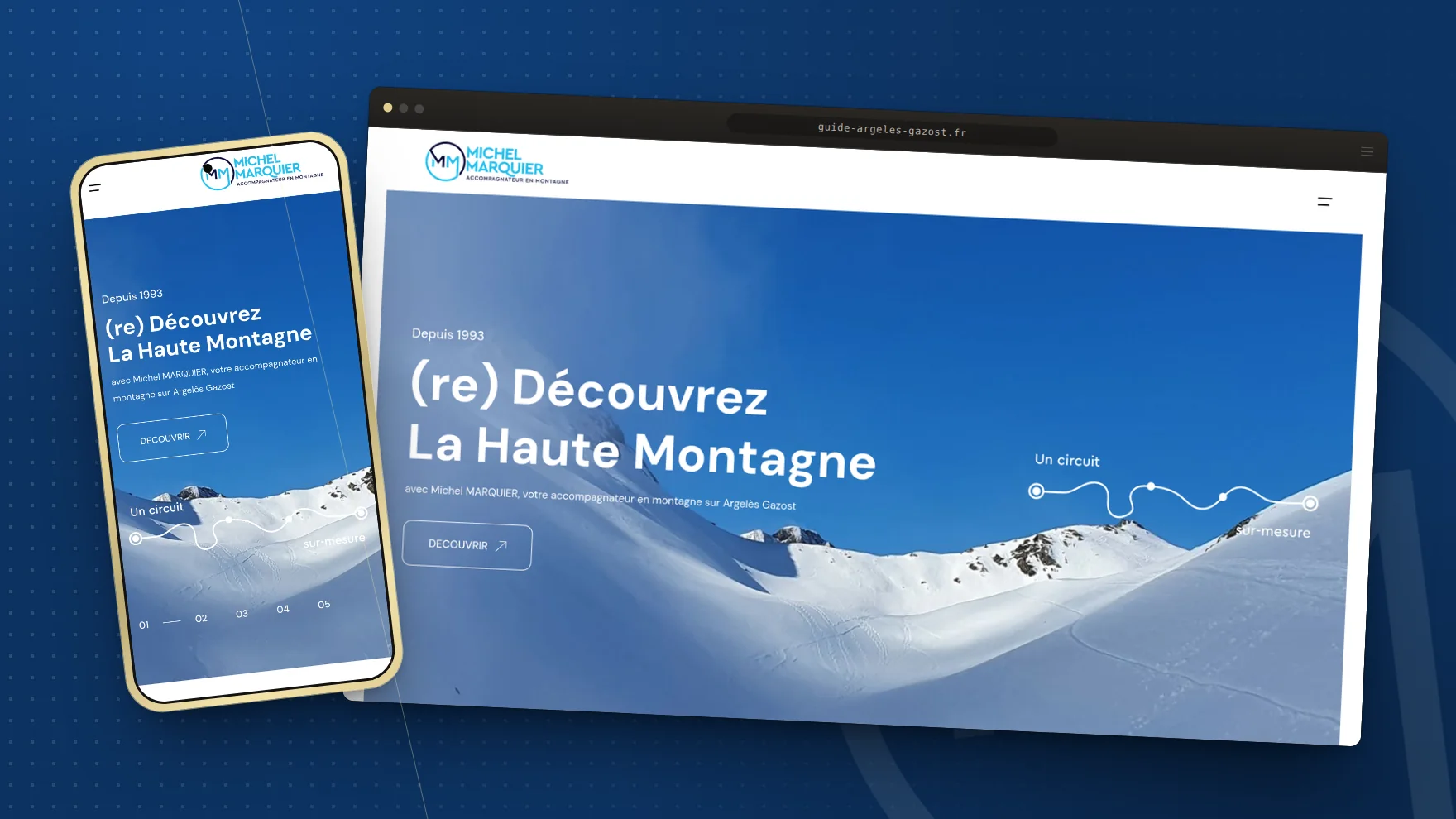 Le site de Michel Marquier, accompagnateur en montagne, sur ordinateur et sur téléphone