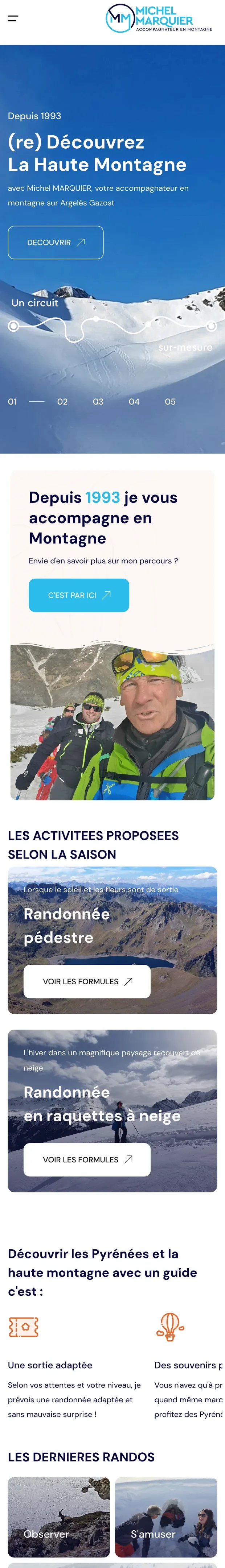 Le site Michel Marquier, vue mobile