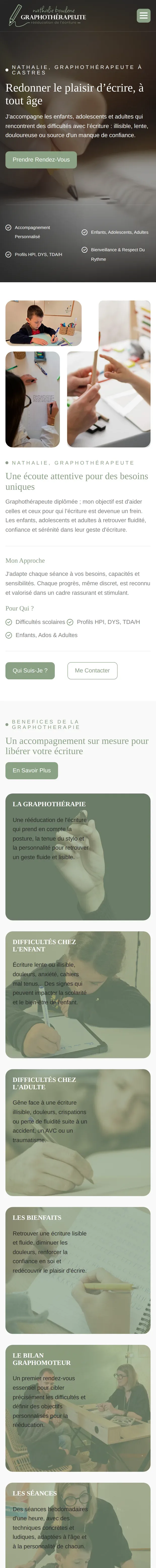 Nathalie Boudène : le site, sur téléphone