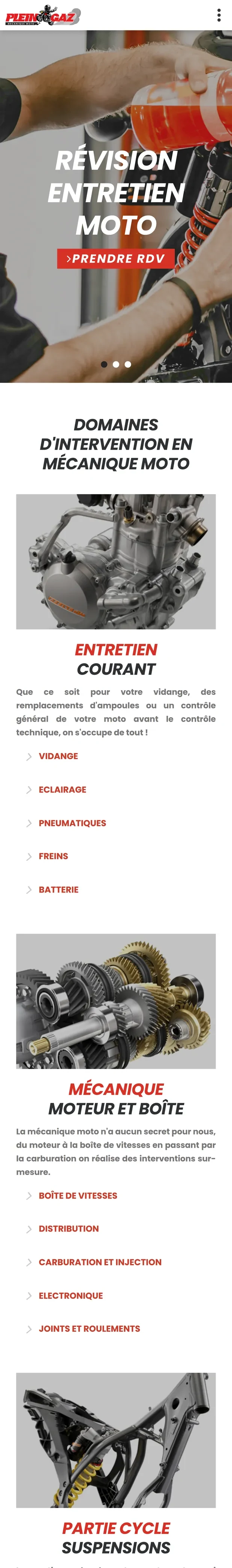 Le site Plein Gaz, vue mobile
