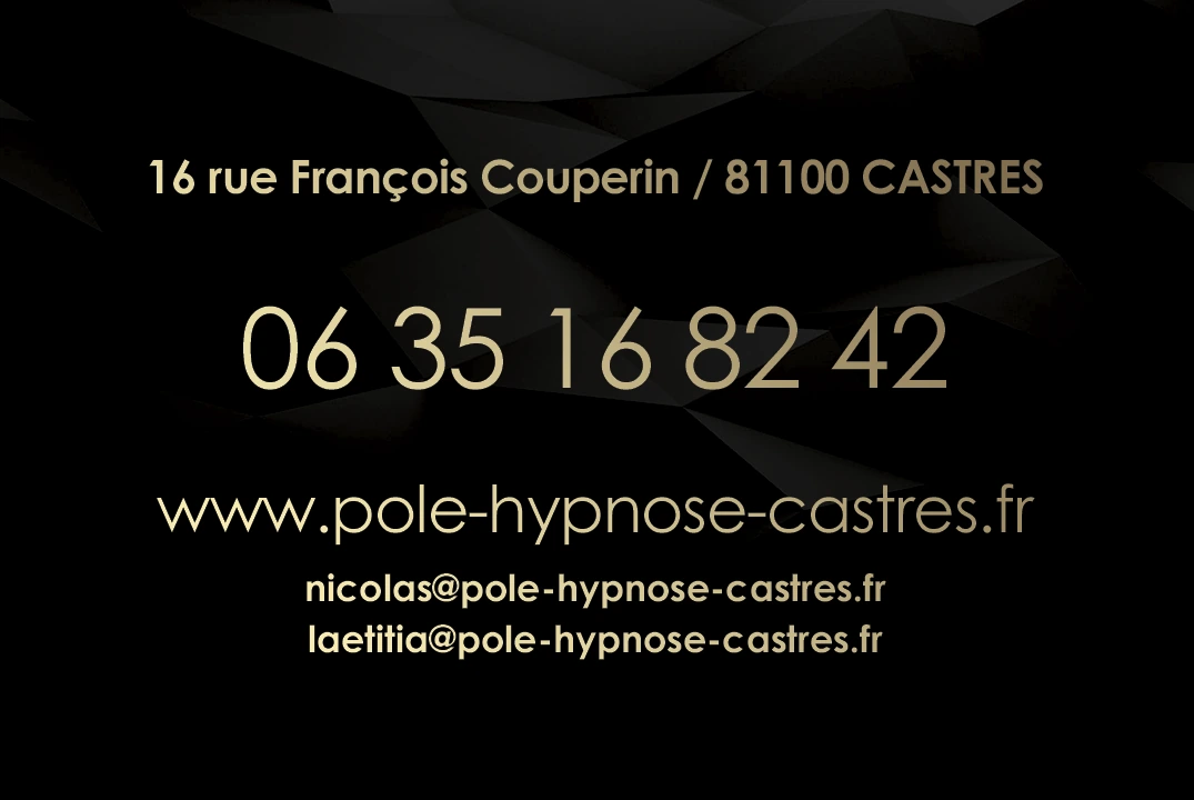 Carte de visite Pôle Hypnose Castres, verso