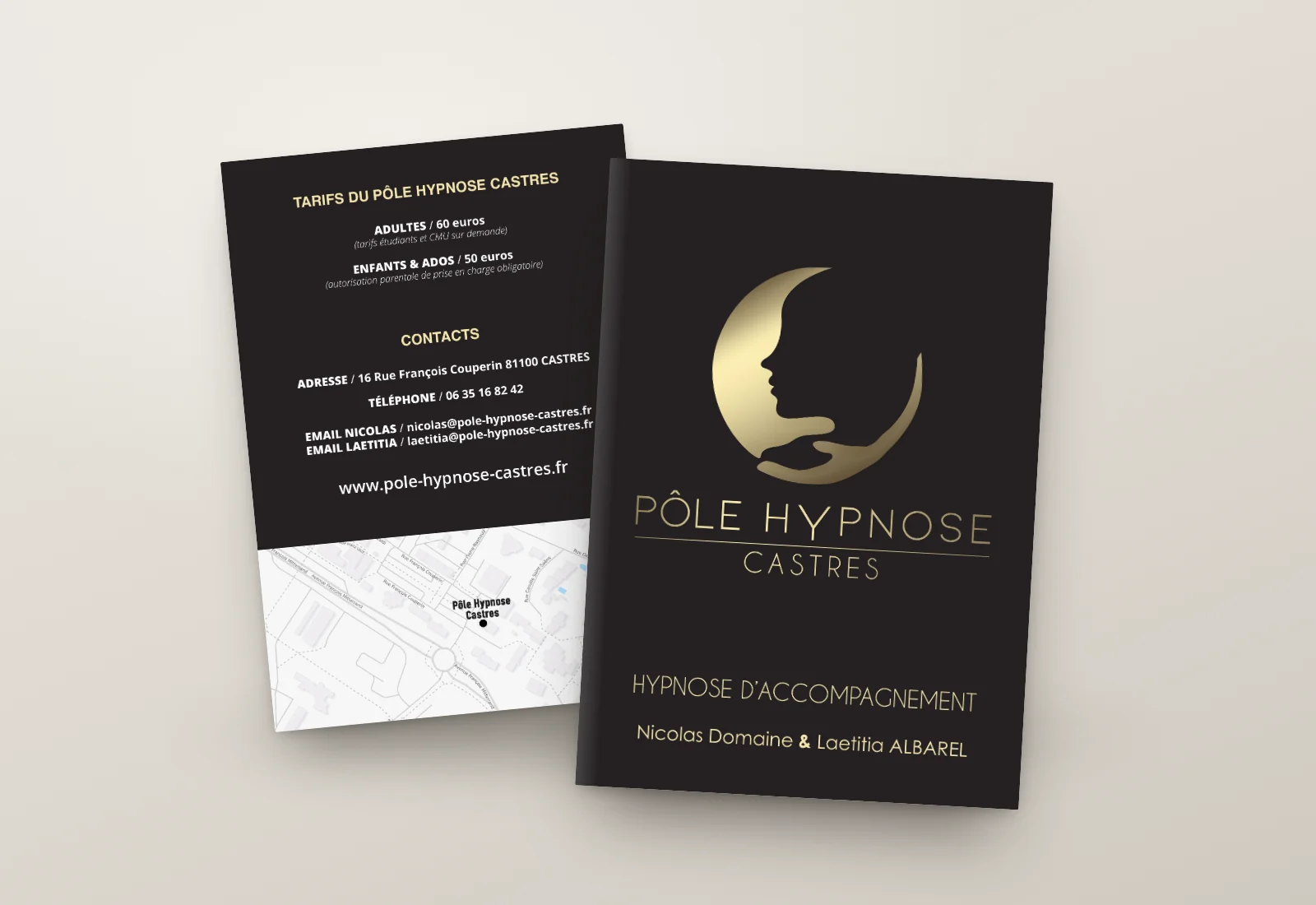 Pôle Hypnose Castres : le flyer A5, couverture et dos