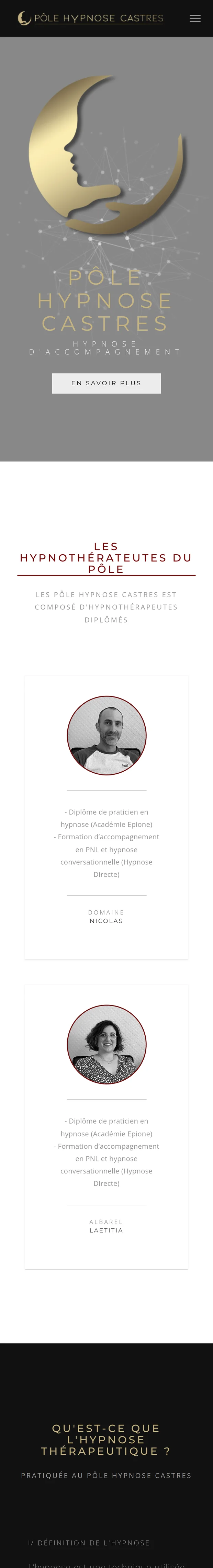 Le site Pôle Hypnose Castres, vue mobile